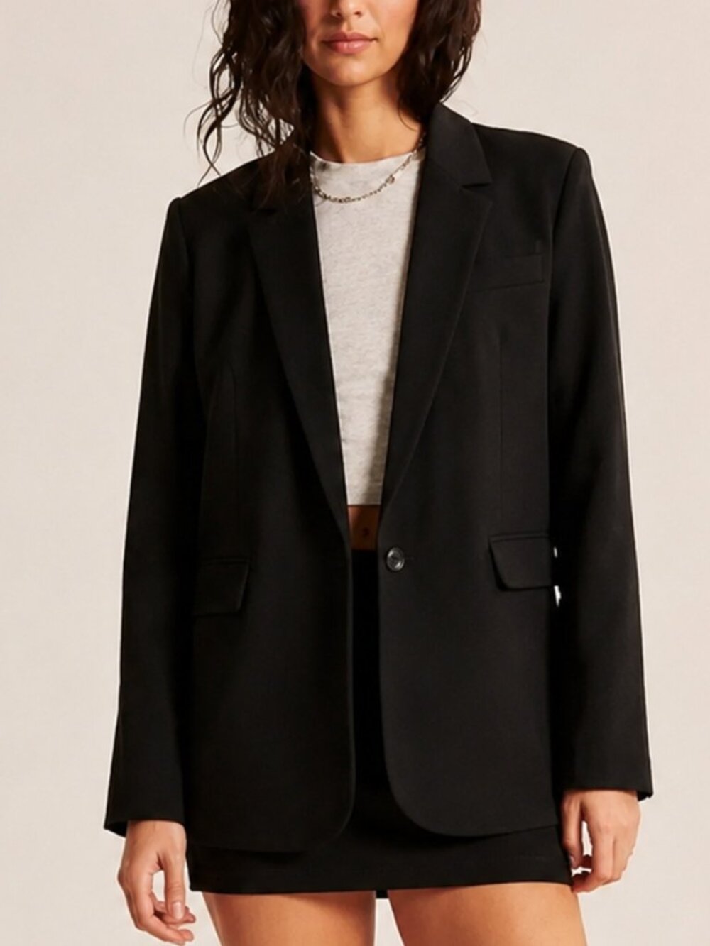 Abercrombie & Fitch Black Classic Oversized Blazer Size S - Picture 1 of 6
